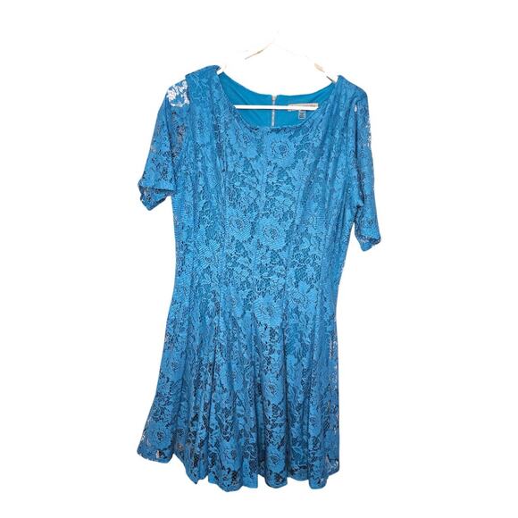 NEW Danny & Nicole Women's Petite Lace Fit & Flare Dress Turquoise (Size: 12P) - Picture 1 of 6